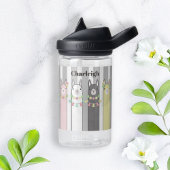 Gepersonaliseerde naam Schattige Retro Kleurrijke  Waterfles