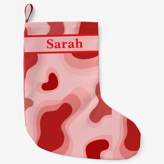 Gepersonaliseerde naam Schattige Rode kleur Vrolij Kleine Kerstsok (Voorkant)