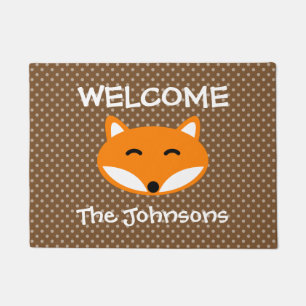 Gepersonaliseerde naam schattige rode vos polka st deurmat