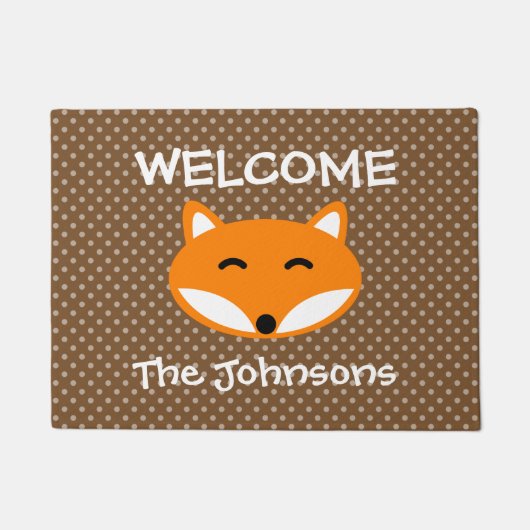 Gepersonaliseerde naam schattige rode vos polka st deurmat (Voorkant)