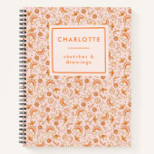 Gepersonaliseerde naam Schattige Roze Retro Kerstd Notitieboek (Voorkant)