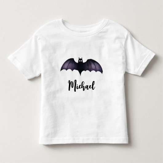 Gepersonaliseerde naam Schattige Spooky Black Bat  Kinder Shirts (Voorkant)