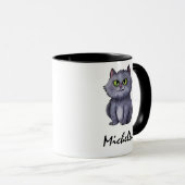 Gepersonaliseerde naam Schattige Spooky Cat Hallow Mok (Voorkant rechts)