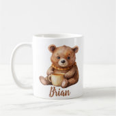 Gepersonaliseerde naam Schattige teddybeer Koffiemok (Links)