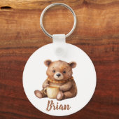Gepersonaliseerde naam schattige teddybeer sleutelhanger (Voorkant)