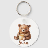 Gepersonaliseerde naam schattige teddybeer sleutelhanger (Achterkant)
