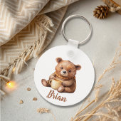 Gepersonaliseerde naam schattige teddybeer sleutelhanger