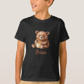 Gepersonaliseerde naam schattige teddybeer t-shirt (Voorkant)
