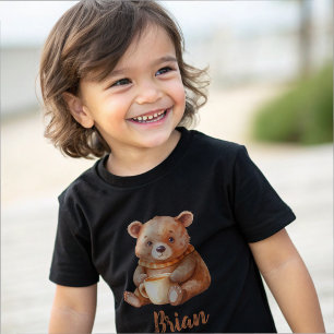 Gepersonaliseerde naam schattige teddybeer t-shirt