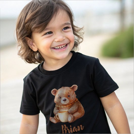 Gepersonaliseerde naam schattige teddybeer t-shirt