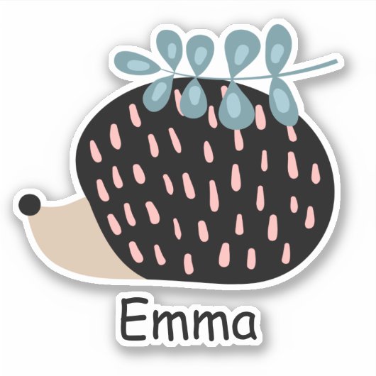 Gepersonaliseerde naam Schattigee Hedgehog Notitie Sticker (Voorkant)