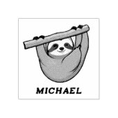 Gepersonaliseerde naam Schattigee luiaard op een f Rubberstempel (Afrduk)