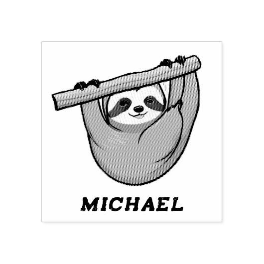 Gepersonaliseerde naam Schattigee luiaard op een f Rubberstempel (Afrduk)