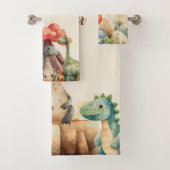 Gepersonaliseerde naam Schattigee Waterverf Dinosa Bad Handdoek (Insitu)