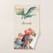 Gepersonaliseerde naam Schattigee Waterverf Dinosa Bad Handdoek (Handdoek)