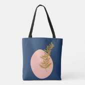 Gepersonaliseerde naam Script Blue Botanical Boho Tote Bag (Achterkant)