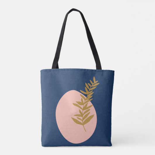 Gepersonaliseerde naam Script Blue Botanical Boho Tote Bag (Achterkant)