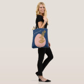 Gepersonaliseerde naam Script Blue Botanical Boho Tote Bag (Op model)