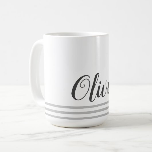 Gepersonaliseerde Naam Script Geïsoleerde Schattig Koffiemok (Voorkant links)