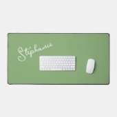 Gepersonaliseerde naam Script Minimalist Sage Gree Bureaumat (Keyboard & Muis)