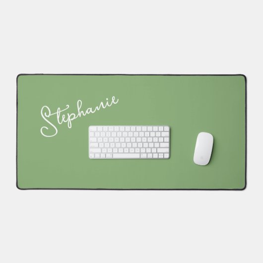 Gepersonaliseerde naam Script Minimalist Sage Gree Bureaumat (Keyboard & Muis)