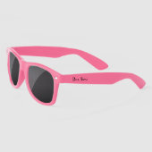 Gepersonaliseerde naam Script tekst roze trendy Zonnebrillen (Links)