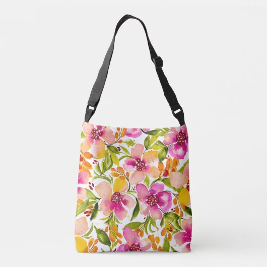 Gepersonaliseerde naam - Serena Waterverf Floral Crossbody Tas (Achterkant)