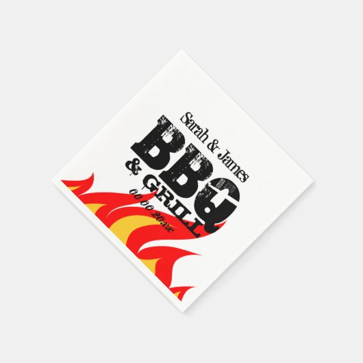 Gepersonaliseerde naam servetten voor BBQ bruiloft (Hoek)