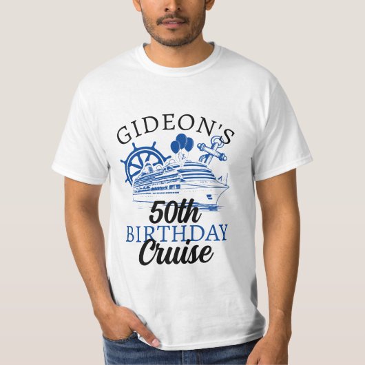 Gepersonaliseerde naam Ship Balloons Cruise Verjaa T-shirt (Voorkant)