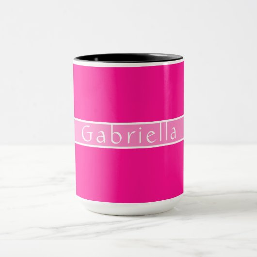 Gepersonaliseerde naam Simple Hot Pink Mok (Midden)