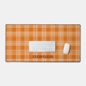 Gepersonaliseerde naam Sinaasappel Plaid Gingham P Bureaumat (Keyboard & Muis)