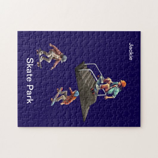 Gepersonaliseerde naam skateboarders legpuzzel (Horizontaal)