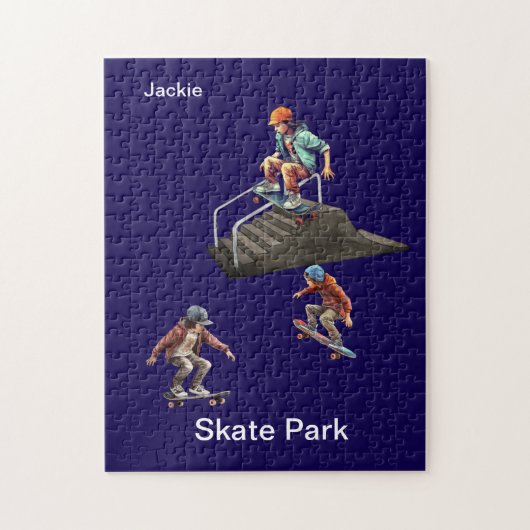 Gepersonaliseerde naam skateboarders legpuzzel (Verticaal)