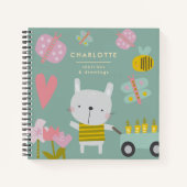 Gepersonaliseerde naam Sketchbook Speelse Bloemenk Notitieboek (Voorkant)