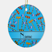 Gepersonaliseerde naam sky blue croquet patroon keramisch ornament (Links)