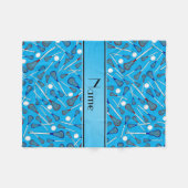 Gepersonaliseerde naam sky blue lacrosse patroon fleece deken (Voorkant (Horizontaal))