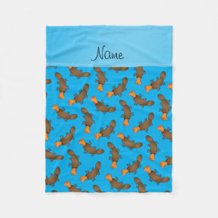 Gepersonaliseerde naam sky blue platypus patroon fleece deken