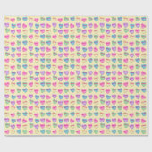 Gepersonaliseerde naam Snoep Hearts - Geel Cadeaupapier (Vlak)