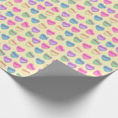 Gepersonaliseerde naam Snoep Hearts - Geel Cadeaupapier (Hoek)