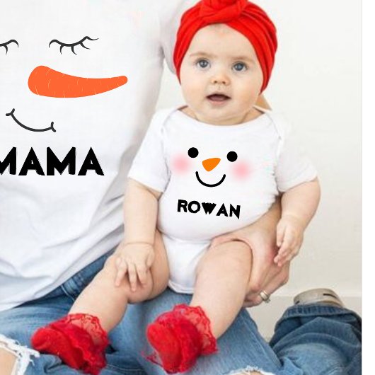 Gepersonaliseerde naam Snowman Matching Family Romper