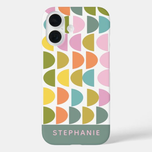 Gepersonaliseerde naam Speelse pastel Retro geomet Case-Mate iPhone Case (Achterkant)