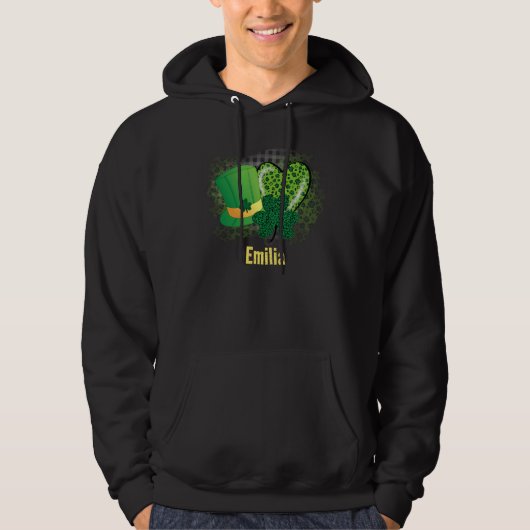 Gepersonaliseerde naam St Patrick's Day Shamrock C Hoodie (Voorkant)
