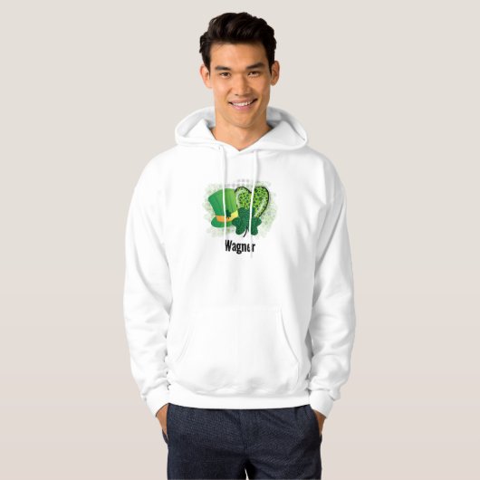 Gepersonaliseerde naam St Patrick's Day Shamrock C Hoodie (Voorkant volledig)