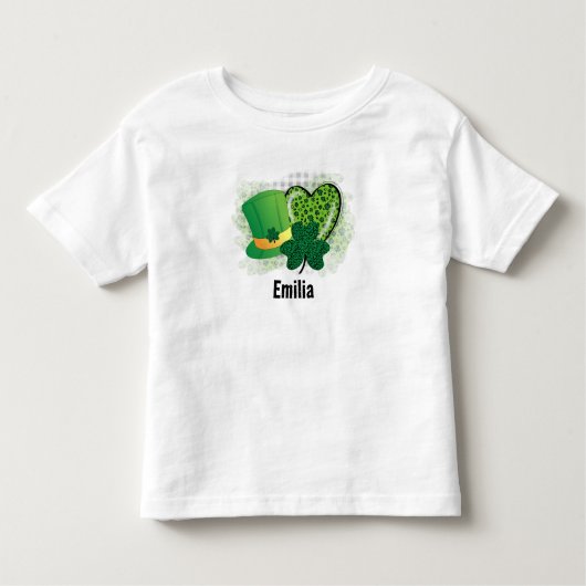 Gepersonaliseerde naam St Patrick's Day Shamrock C Kinder Shirts (Voorkant)