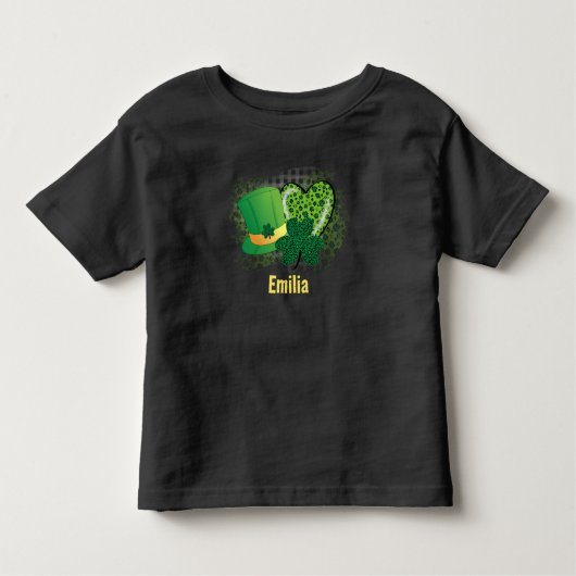 Gepersonaliseerde naam St Patrick's Day Shamrock C Kinder Shirts (Voorkant)