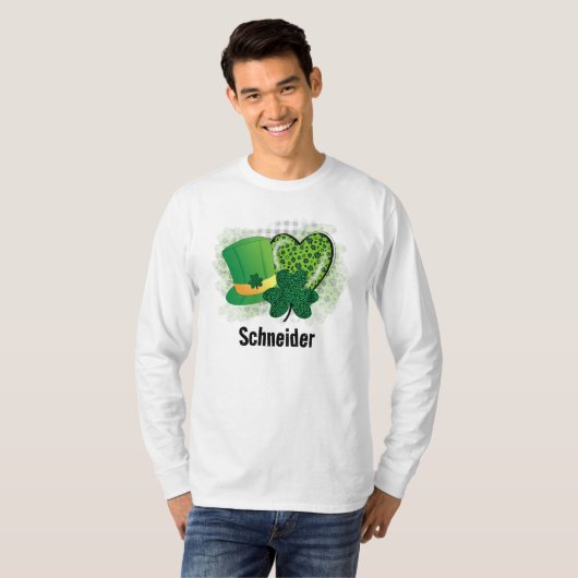 Gepersonaliseerde naam St Patrick's Day Shamrock C T-shirt (Voorkant volledig)