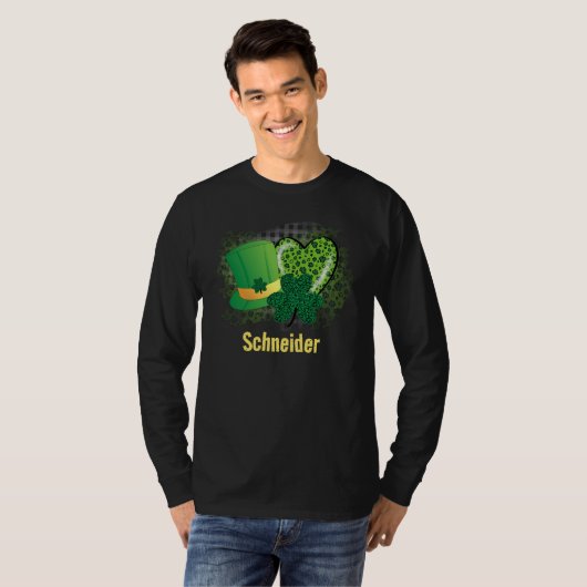 Gepersonaliseerde naam St Patrick's Day Shamrock C T-shirt (Voorkant volledig)