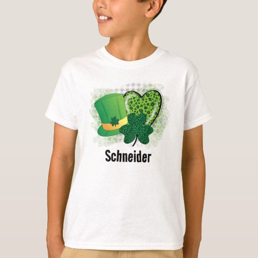 Gepersonaliseerde naam St Patrick's Day Shamrock C T-shirt (Voorkant)