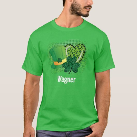 Gepersonaliseerde naam St Patrick's Day Shamrock C T-shirt (Voorkant)