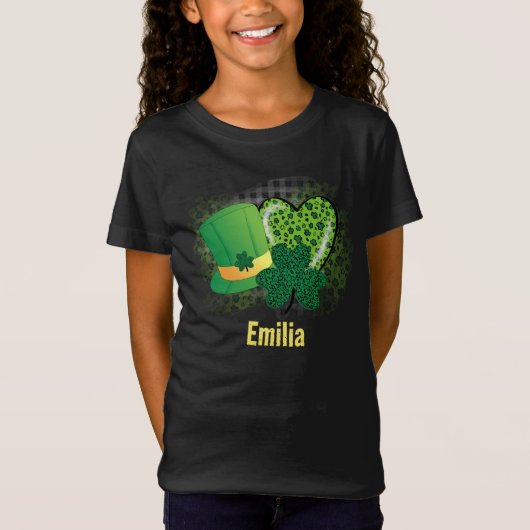 Gepersonaliseerde naam St Patrick's Day Shamrock C T-shirt (Voorkant)